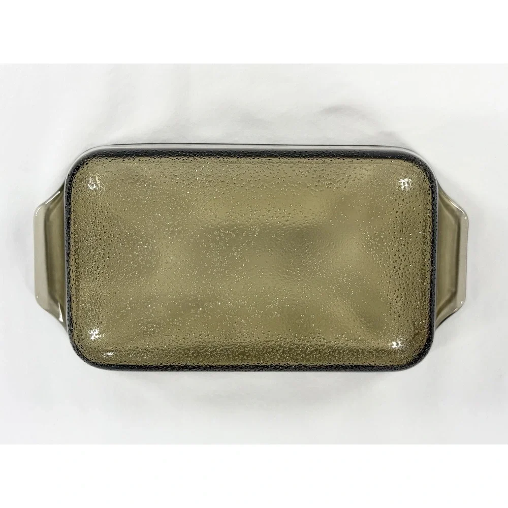 Vintage Glasbake Smoked Amber Glass Yellow Daisy Flower Loaf Pan‎ Casserole Dish
